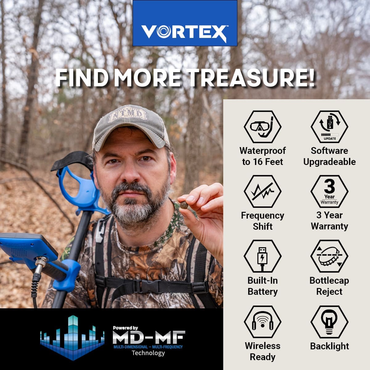 Balıkesir Garrett Vortex VX7 Dedektör - Vortex VX7, sahil, park ve tarla arasında geçiş yapan kullanıcı için dengeli güç noktasıdır.